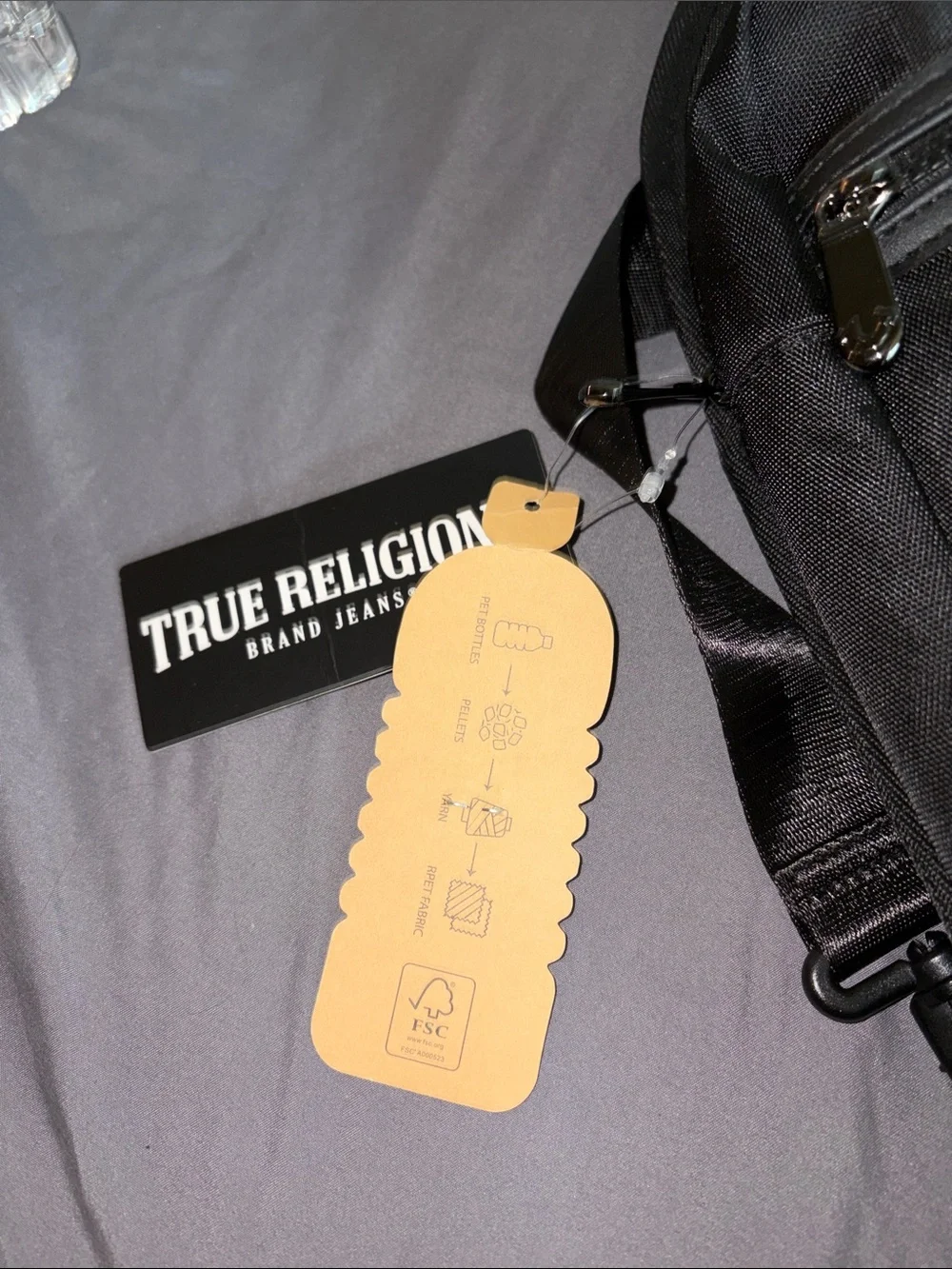 True Religion Black Sling Crossbody Bag